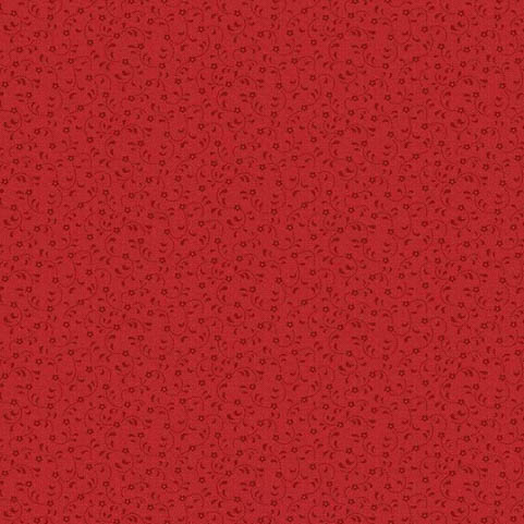 Katoen donker rood met bloempjes